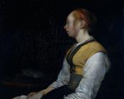 杰拉德 特 博尔奇 : Girl in Peasant Costume Probably Gesina the Painter's Half Sister